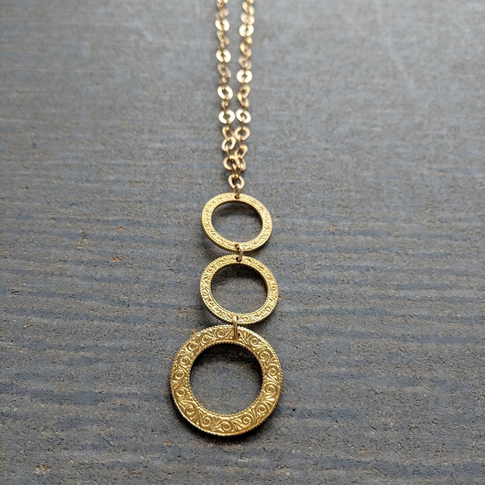 Matte Gold Three Eternity Circles Necklace